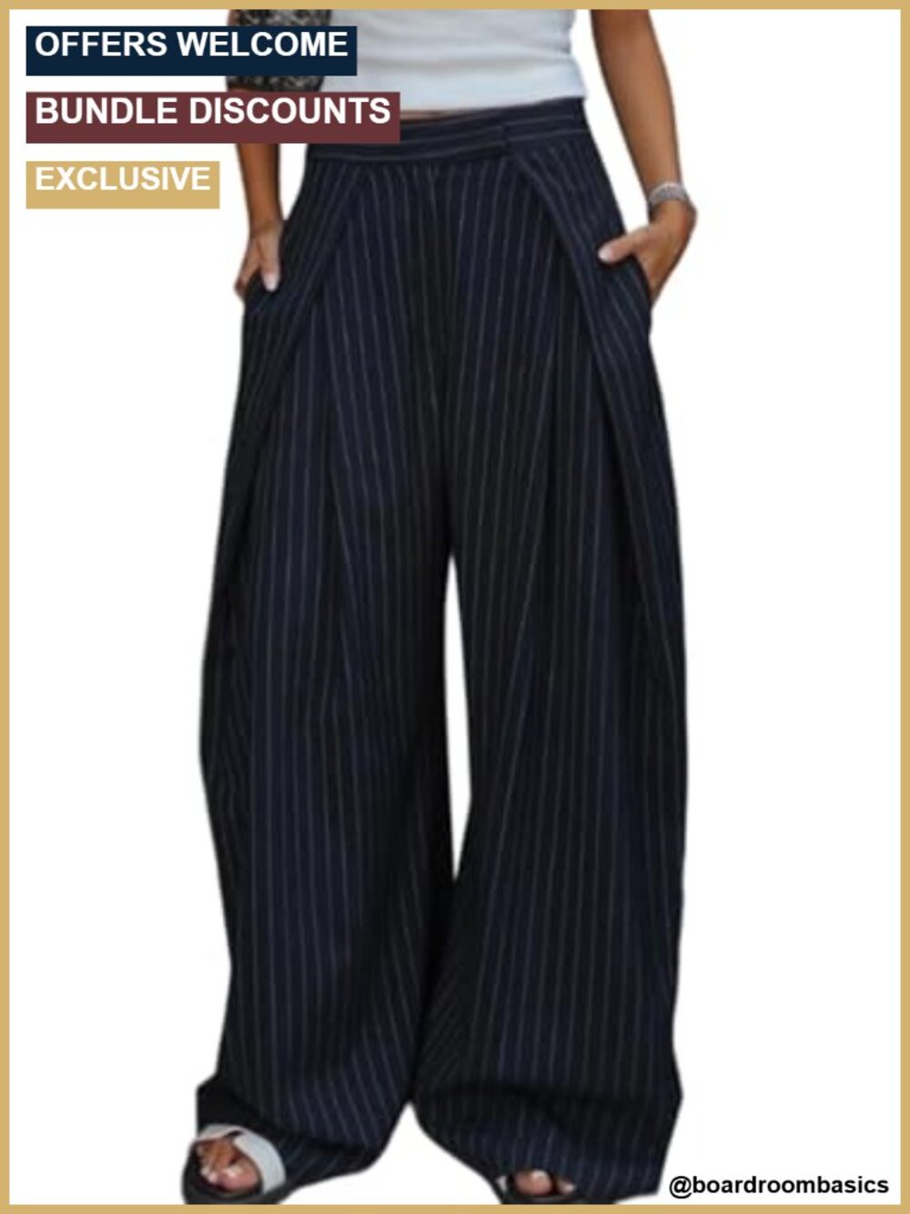 High Waisted Wide Leg Pleated Dress Pants with Pockets